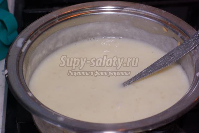 слизистый суп из геркулеса с молочно-яичным льезоном