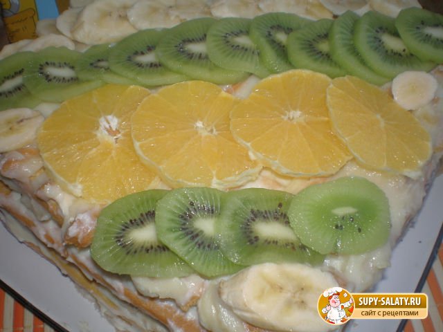 Торт из заварного теста с фруктами.Рецепт с пошаговым фото