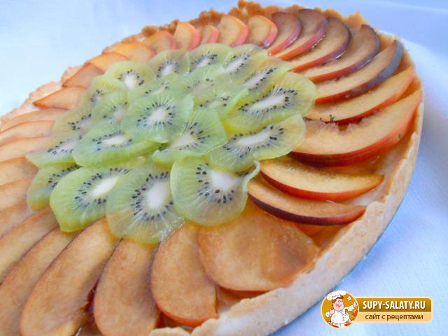 Песочный пирог с фруктами в желе