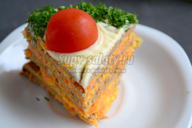 печеночный торт с морковной начинкой