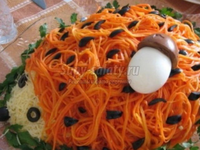 салат ежик с корейской морковкой
