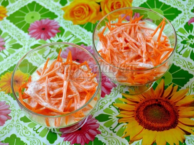 десертный салат с бананами и морковью