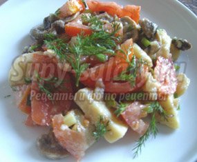 Салат с грибами и помидорами: лучшие рецепты