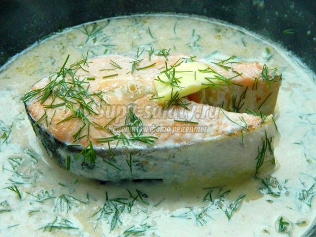 лосось в сливках под сыром за 10 минут