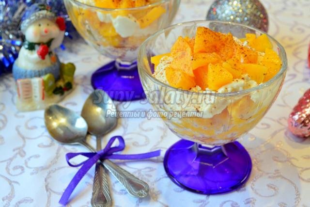 творожный десерт с персиками