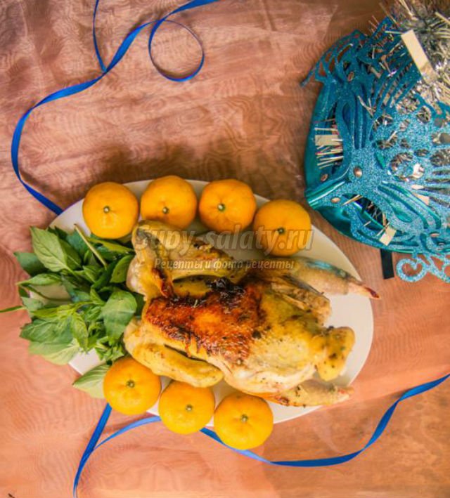 фаршированная курица в маринаде к Новому году