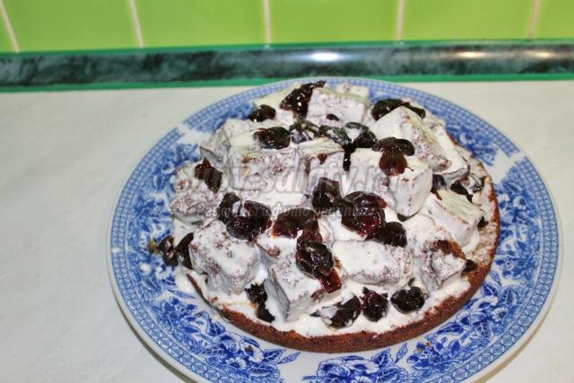 торт Кучерявый пинчер с вишней в мультиварке