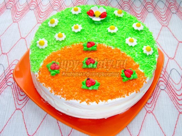 бисквитный торт со сметанным кремом. День рождения