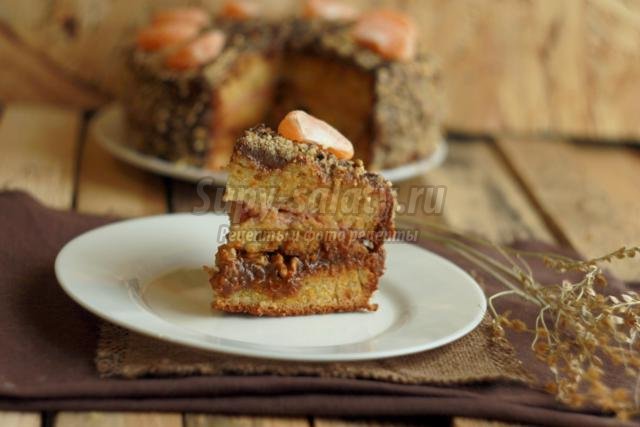 мандариновый торт со сгущенкой и орехами