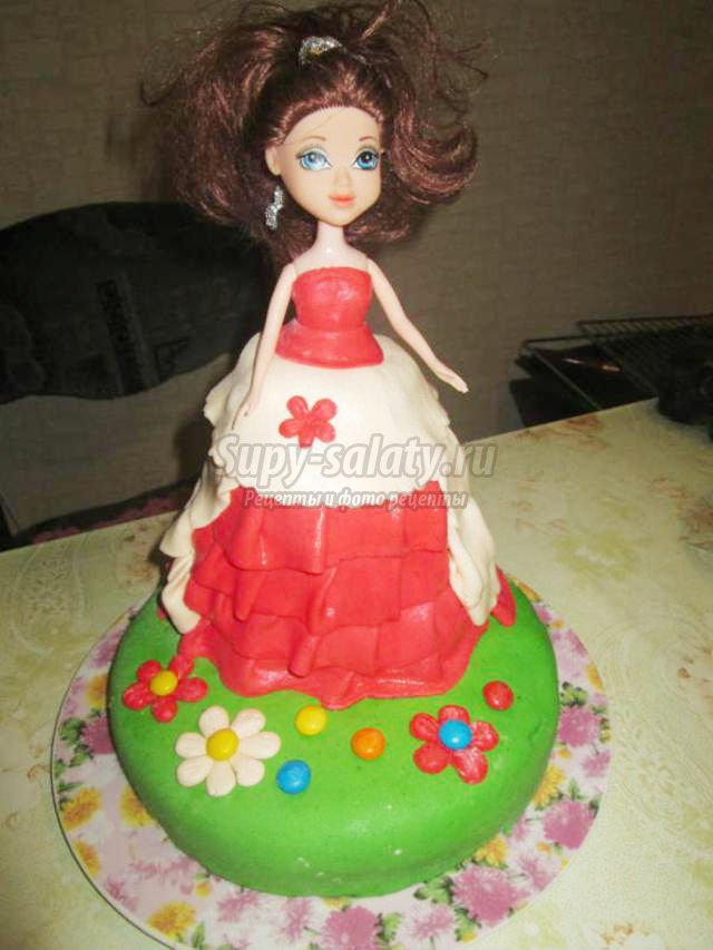 торт с мастикой на детский день рождения. Принцесса
