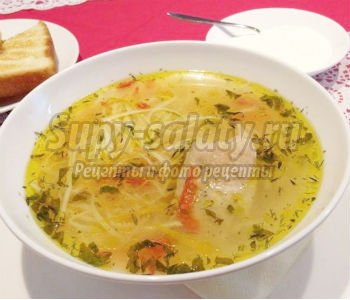 молдавский суп с домашней лапшой. Зама