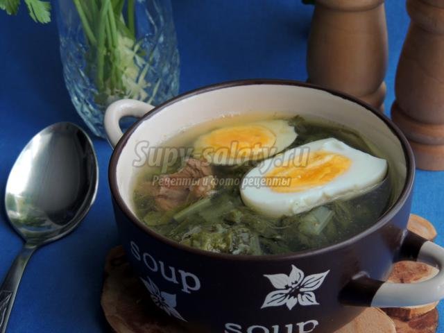зеленый суп с говядиной