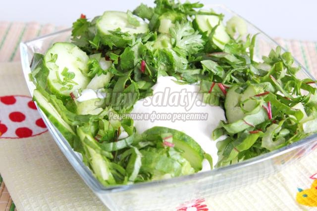 зеленый салат с мангольдом и бораго