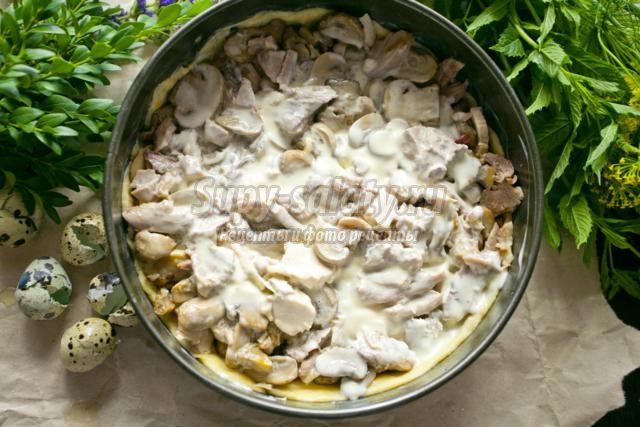 пирог с курицей и грибами