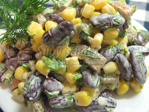 Салат с фасолью и сухариками: лучшие рецепты с фото