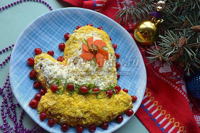 салат с шампиньонами к Новому году. Варежка салат с шампиньонами к Новому году. Варежка