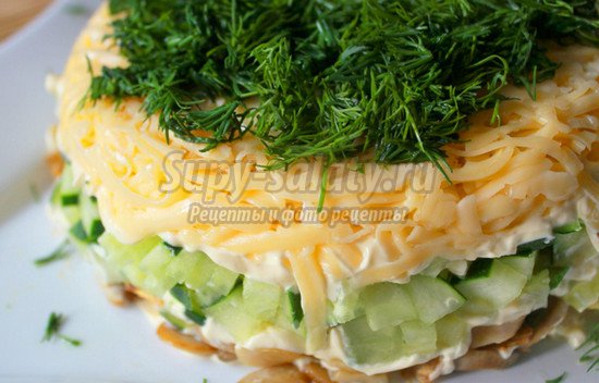 Салат с грибами и сыром. Золотые рецепты с фото