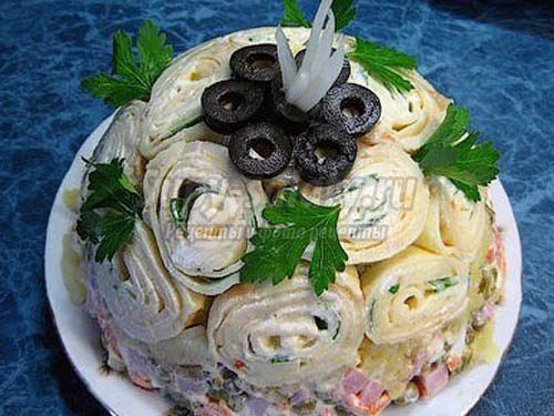 салат с блинчиками: популярные рецепты с фото