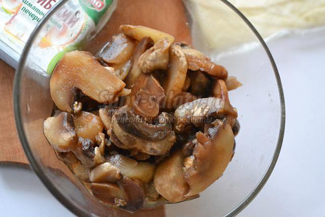 горячая закуска из лаваша с грибами