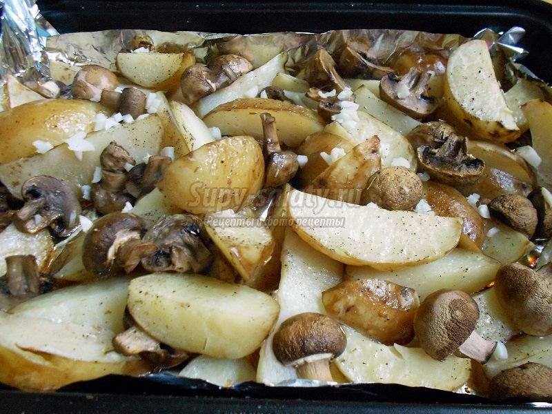Картошка с замороженными шампиньонами