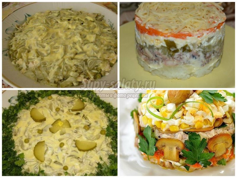 Салат с маринованными огурцами: пошаговые рецепты с фото