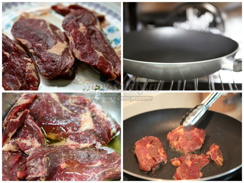 Как приготовить стейк из говядины на сковороде: золотые рецепты с фото